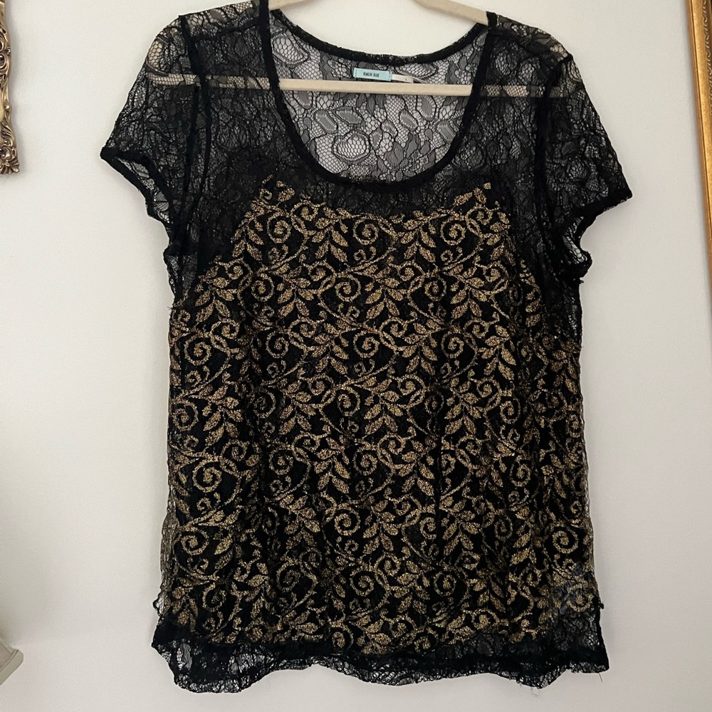 Urban Outfitters Large black and gold lace top